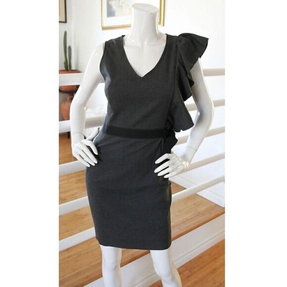 Sandro Dress - Size 1 - Ruffled Sheath Dress -LIKE NEW Dress - Worn Once - Picture 1 of 6